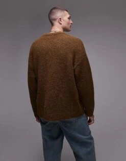 Topman Relaxed Fit Jumper In Brown For Men -Daily Wardrobe Shop 206252352 3