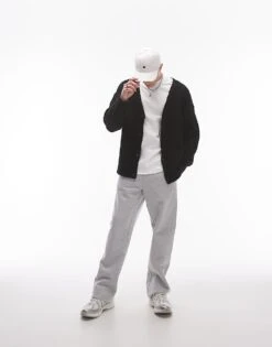 Topman Relaxed Fit Boucle Cardigan In Black For Men -Daily Wardrobe Shop 206252385 3