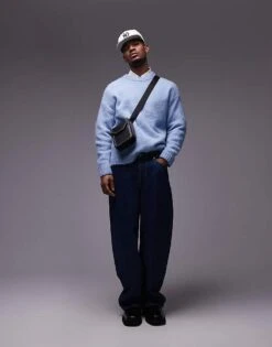 Topman Relaxed Fit Jumper In Light Blue For Men -Daily Wardrobe Shop 206252491 1 lightblue 1