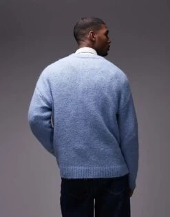 Topman Relaxed Fit Jumper In Light Blue For Men -Daily Wardrobe Shop 206252491 2