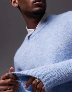 Topman Relaxed Fit Jumper In Light Blue For Men -Daily Wardrobe Shop 206252491 3