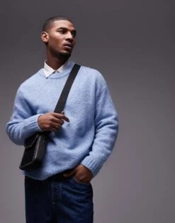 Topman Relaxed Fit Jumper In Light Blue For Men -Daily Wardrobe Shop 206252491 4