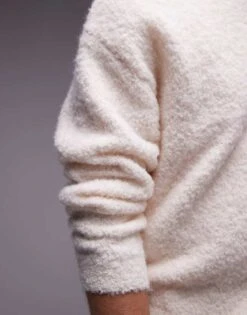 Topman Relaxed Fit Boucle Jumper In Oatmeal For Men -Daily Wardrobe Shop 206252516 4