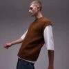 Topman Relaxed Fit Vest In Brown For Men -Daily Wardrobe Shop 206252573 1 brown