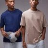 Topman 2 Pack Oversized Fit Washed T-shirt In Blue And Light Brown For Men Multi -Daily Wardrobe Shop 206259341 1 multi