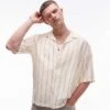 Topman Short Sleeve Linen Blend Stripe Shirt In Stone For Men Multi 2 Topman Short Sleeve Linen Blend Stripe Shirt In Stone For Men Multi -Daily Wardrobe Shop 206292471 1 multi