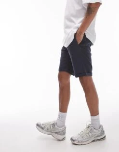 Topman Skinny Chino Shorts In Navy For Men