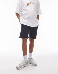Topman Skinny Chino Shorts In Navy For Men -Daily Wardrobe Shop 206300633 4