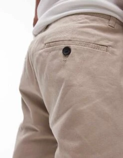 Topman Slim Chino Shorts In Stone For Men -Daily Wardrobe Shop 206300657 3