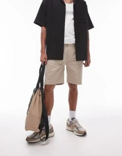 Topman Slim Chino Shorts In Stone For Men -Daily Wardrobe Shop 206300657 5