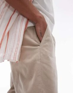 Topman Tapered Chino Trousers In Stone For Men -Daily Wardrobe Shop 206300680 5