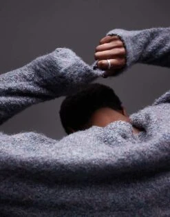 Topman Relaxed Brushed Boucle Cardigan In Green And Purple For Men Purple Green -Daily Wardrobe Shop 206301853 3