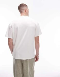 Topman Premium Viscose Oversized Fit T-shirt In Ecru For Men -Daily Wardrobe Shop 206304065 2