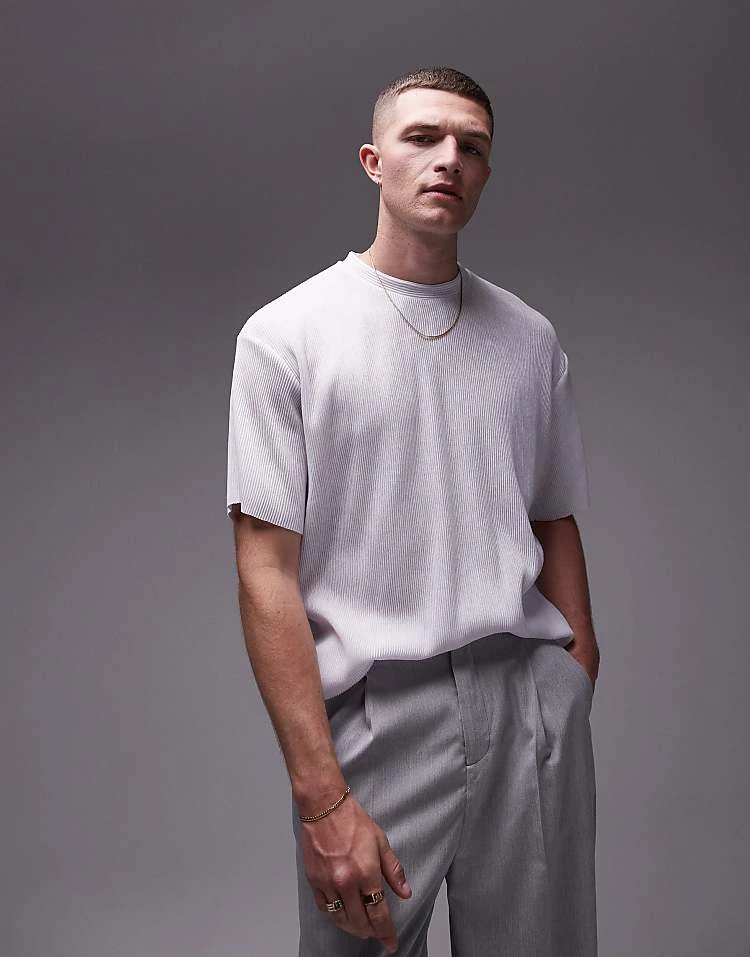 Topman Oversize Fit Plisse T-shirt In White For Men 6 Topman Oversize Fit Plisse T-shirt In White For Men - Image 4