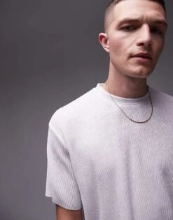 Topman Oversize Fit Plisse T-shirt In White For Men 12 Topman Oversize Fit Plisse T-shirt In White For Men -Daily Wardrobe Shop 206304073 5