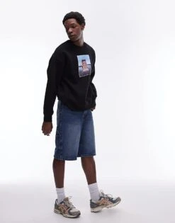 Topman Oversized Fit Sweatshirt With New York Photographic Print In Black For Men -Daily Wardrobe Shop 206306959 4