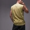 Topman Oversized Fit Sleeveless T-shirt In Washed Yellow For Men
