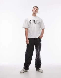 Topman Wide Leg Faux Leather Trousers In Black For Men -Daily Wardrobe Shop 206335947 1 black 1