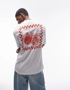 Topman Oversize Fit T-shirt With Fruit Print In White For Men