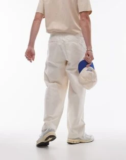 Topman Wide Leg Trousers In Ecru For Men 10 Topman Wide Leg Trousers In Ecru For Men -Daily Wardrobe Shop 206347779 3