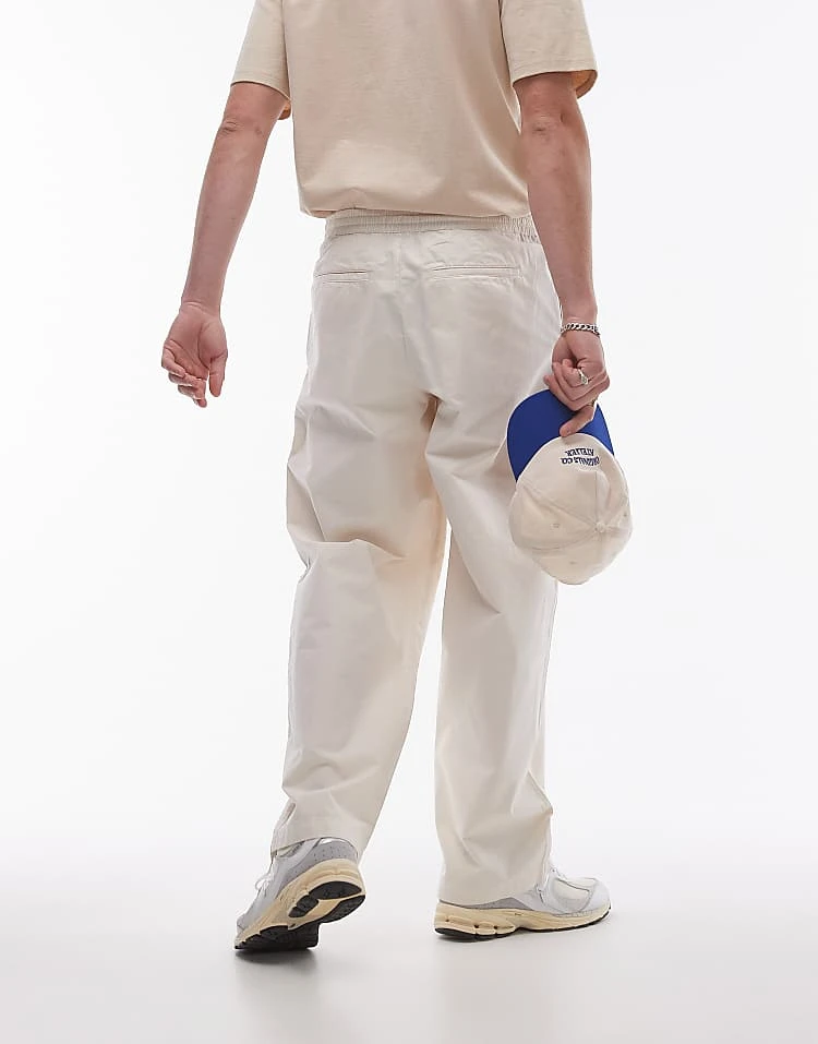 Topman Wide Leg Trousers In Ecru For Men 5 Topman Wide Leg Trousers In Ecru For Men - Image 3