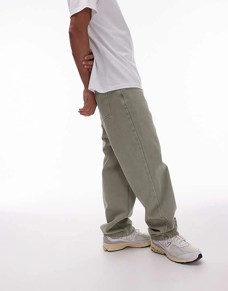 Topman Straight Twill Trousers In Khaki For Men 4 Topman Straight Twill Trousers In Khaki For Men - Image 2