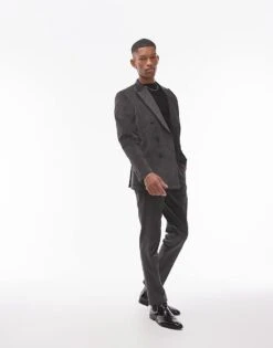 Topman Cord Suit In Charcoal