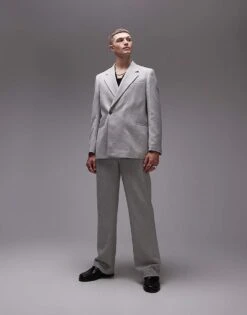 Topman Wool Mix Suit In Grey