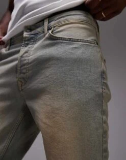 Topman Slim Jeans In Tinted Mid Wash For Men Blue -Daily Wardrobe Shop 206357951 3