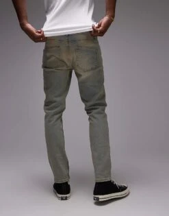 Topman Slim Jeans In Tinted Mid Wash For Men Blue -Daily Wardrobe Shop 206357951 4