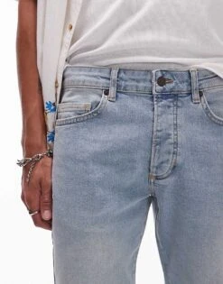 Topman Skinny Jeans In Tinted Summer Blue Light Wash For Men Light Blue -Daily Wardrobe Shop 206357967 5