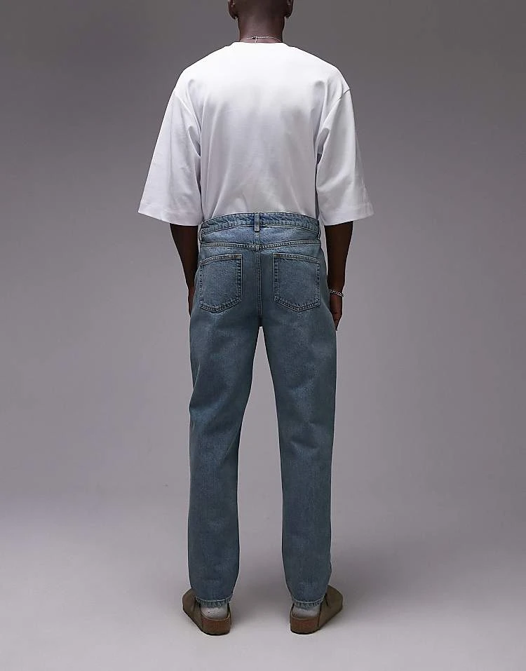 Topman Taper Jeans In Vintage Mid Wash For Men Blue 4 Topman Taper Jeans In Vintage Mid Wash For Men Blue - Image 2