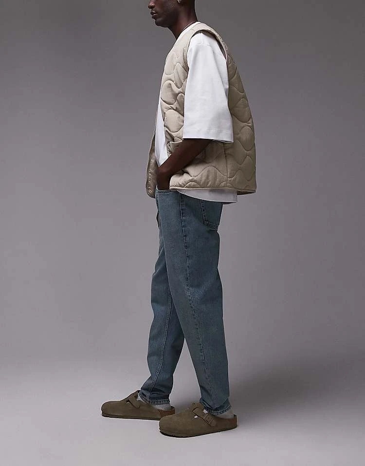 Topman Taper Jeans In Vintage Mid Wash For Men Blue 5 Topman Taper Jeans In Vintage Mid Wash For Men Blue - Image 3