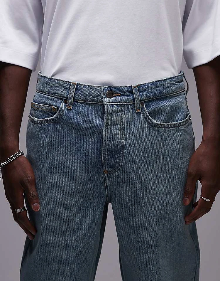 Topman Taper Jeans In Vintage Mid Wash For Men Blue 7 Topman Taper Jeans In Vintage Mid Wash For Men Blue - Image 5