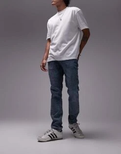 Topman Skinny Jeans In Vintage Dark Wash Blue For Men Dark Blue -Daily Wardrobe Shop 206357991 1 darkblue 1
