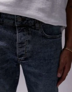 Topman Skinny Jeans In Vintage Dark Wash Blue For Men Dark Blue -Daily Wardrobe Shop 206357991 4