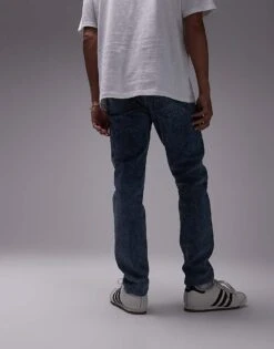 Topman Skinny Jeans In Vintage Dark Wash Blue For Men Dark Blue -Daily Wardrobe Shop 206357991 5