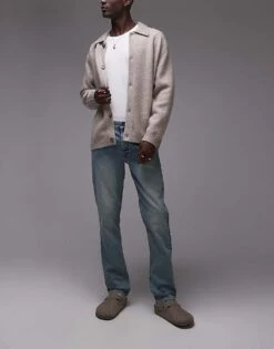 Topman Slim Jeans In Tinted Light Blue For Men