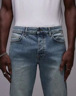 Topman Slim Jeans In Tinted Light Blue For Men -Daily Wardrobe Shop 206358063 5