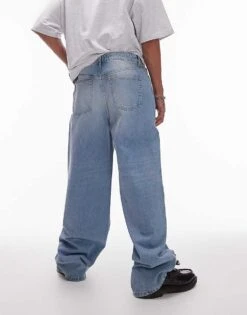 Topman Baggy Jeans In Tinted Summer Light Wash For Men Blue -Daily Wardrobe Shop 206358087 3