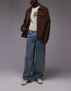 Topman Baggy Jeans In Vintage Mid Wash For Men Blue 13 Topman Baggy Jeans In Vintage Mid Wash For Men Blue -Daily Wardrobe Shop 206358103 1 blue 1