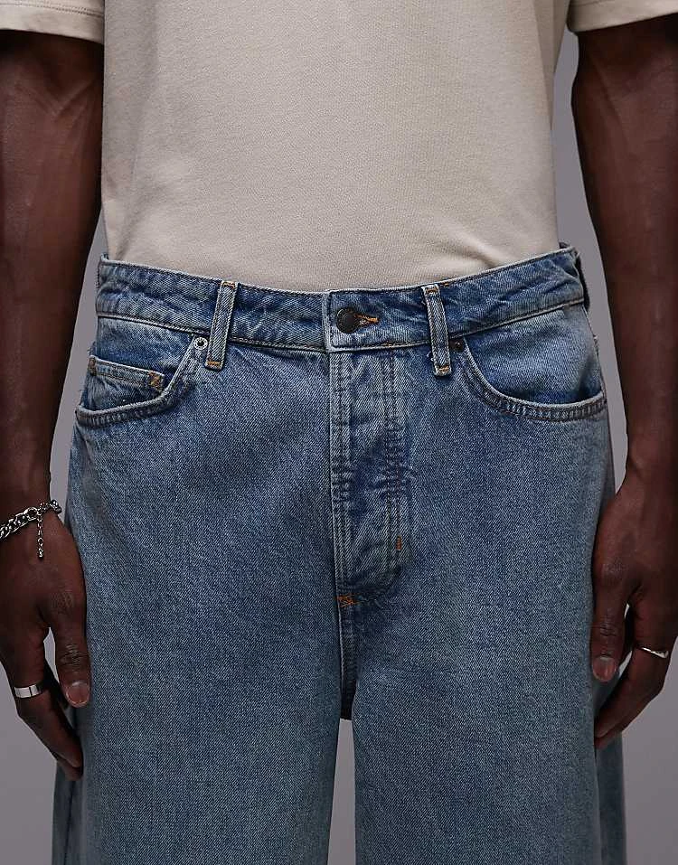 Topman Baggy Jeans In Vintage Mid Wash For Men Blue 7 Topman Baggy Jeans In Vintage Mid Wash For Men Blue - Image 5