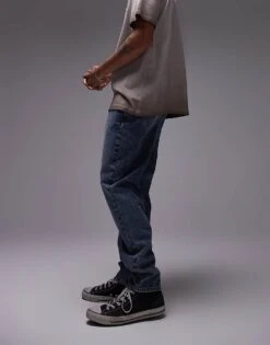 Topman Straight Jeans In Dark Blue For Men -Daily Wardrobe Shop 206358120 4