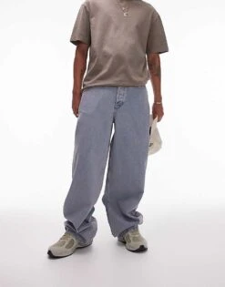 Topman Baggy Jeans In Light Washed Blue For Men -Daily Wardrobe Shop 206358128 1 blue 1