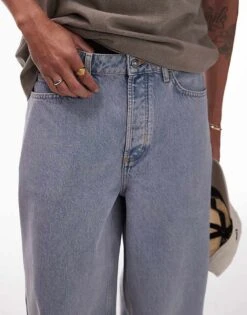 Topman Baggy Jeans In Light Washed Blue For Men -Daily Wardrobe Shop 206358128 3