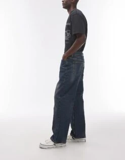 Topman Baggy Jeans In Dark Blue For Men -Daily Wardrobe Shop 206358176 3