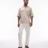 Topman Short Sleeve Double Pocket Shirt In Stone For Men -Daily Wardrobe Shop 206359867 1 stone