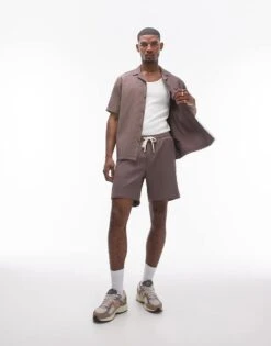 Topman Plisse Co-ord In Brown -Daily Wardrobe Shop 206385568 1 brown 1