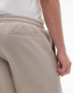 Topman Co-ord Plisse Shorts In Stone For Men Beige -Daily Wardrobe Shop 206385596 4