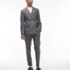 Topman Taper Cross Hatch Suit Trouser In Grey For Men -Daily Wardrobe Shop 206403036 1 grey